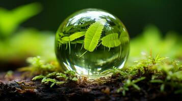 un vaso pelota con un verde planta dentro de eso generativo ai foto