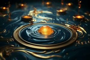 a golden orb floating in a pool of water generative ai photo