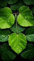 a green leaf with water droplets on it generative ai photo