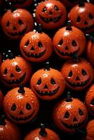 a group of halloween pumpkins arranged in a row generative ai photo