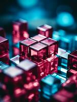 a group of red and blue cubes sitting on top of each other generative ai photo