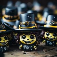 a group of small figurines with hats on them generative ai photo