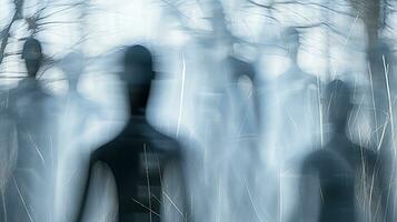 a group of statues in the woods generative ai photo