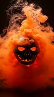 a halloween pumpkin with smoke coming out of it generative ai photo