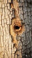 a hole in the bark of a tree generative ai photo