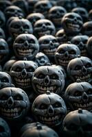 a large group of halloween skulls generative ai photo