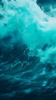 a large wave in the ocean with blue water generative ai photo