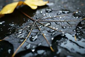 a leaf with water droplets on it generative ai photo