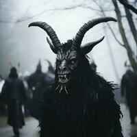 a man dressed as a goat with horns on his head generative ai photo