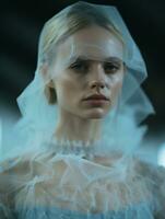 a model wearing a veil and a white dress generative ai photo