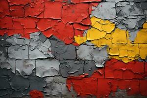 a painted wall with a red yellow and gray color scheme generative ai photo
