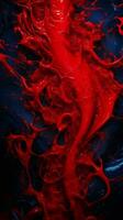 a painting of red and blue paint on a black background generative ai photo