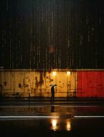 a person walking in the rain with an umbrella generative ai photo