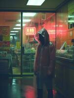 a person wearing a rain coat generative ai photo