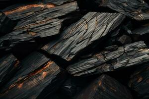 a pile of black wood with some rust on it generative ai photo