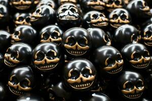 a pile of black and gold skulls generative ai photo