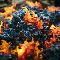 a pile of blue and orange flames on top of each other generative ai photo