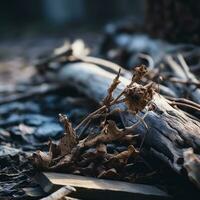a pile of dead leaves on the ground generative ai photo