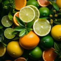 a pile of oranges lemons and limes generative ai photo