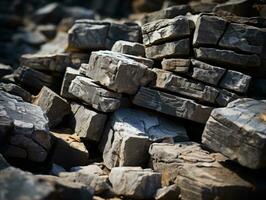 a pile of rocks in the middle of a field generative ai photo