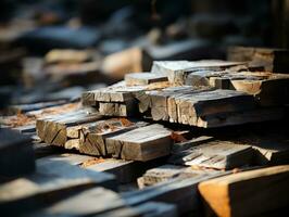 a pile of wood is shown in this photo generative ai