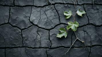 a plant growing out of cracked earth generative ai photo
