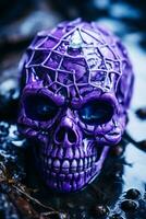 a purple skull sitting on top of a rock generative ai photo