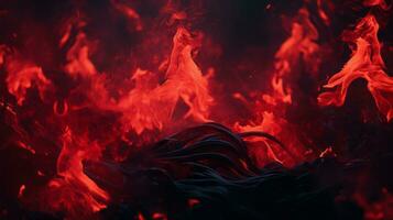 a red and black background with flames and smoke generative ai photo