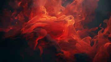 a red and black background with smoke and fire generative ai photo