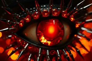 a red eye with spikes on it generative ai photo