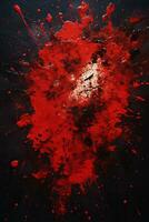 a red paint splatter on a black background generative ai photo