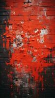 a red painted wall with paint splatters on it generative ai photo