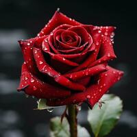 a red rose with water droplets on it generative ai photo