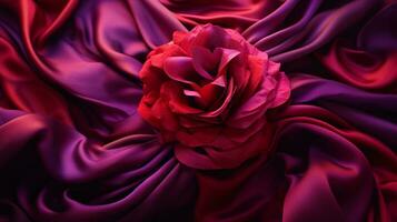 a red rose on a purple fabric generative ai photo