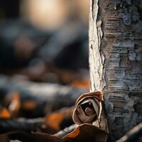 un Rosa es creciente fuera de el ladrar de un árbol generativo ai foto