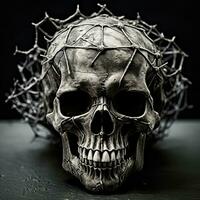 a skull with a crown of thorns on it generative ai photo