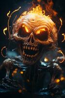 a skull with glowing eyes and fire coming out of its mouth generative ai photo