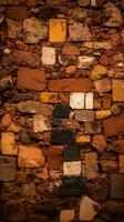 a stone wall with many different colored stones on it generative ai photo