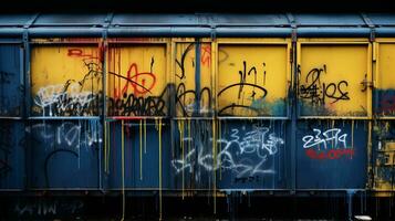 a train car covered in graffiti generative ai photo