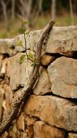 a vine growing out of a stone wall generative ai photo