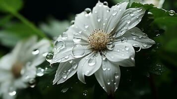 a white flower with water droplets on it generative ai photo