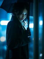 a woman holding an umbrella generative ai photo