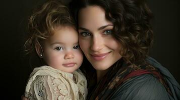 a woman holding a little girl in her arms generative ai photo