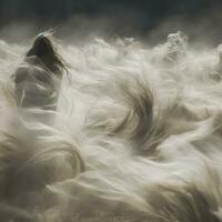 a woman standing in the middle of a field of grass generative ai photo