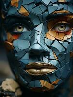 a womans face is made out of broken pieces of glass generative ai photo