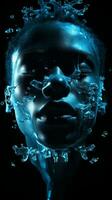 a womans face is covered with water and bubbles generative ai photo