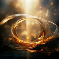abstract background with golden rings on a dark background generative ai photo