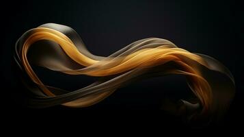 abstract background with golden waves on black background generative ai photo