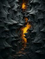 abstract black and orange swirls on a black background generative ai photo