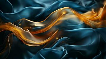 abstract blue and orange waves on a black background generative ai photo